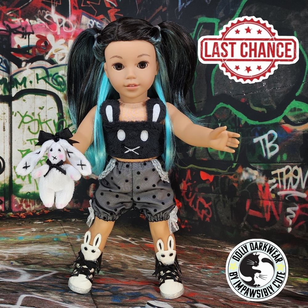 ☯️Dolly Darkwear by Impawsibly Cute- Emo Bunny Rabbit Streetwear Fit for 18" Dol